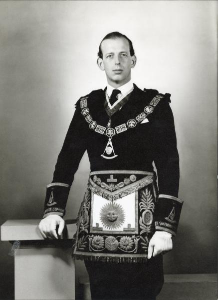 Photograph of Edward, Duke of Kent in regalia as Grand Master